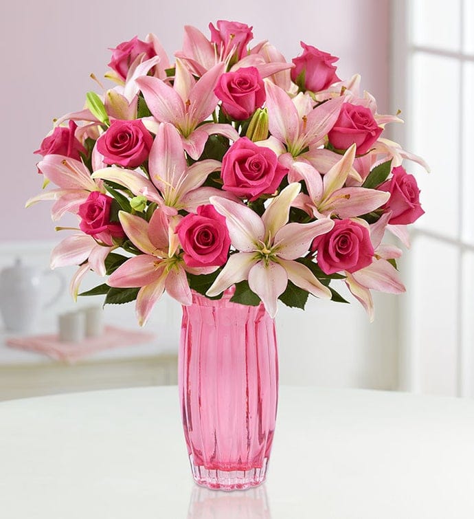 Magnificent Pink Rose & Lily Bouquet