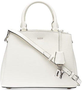 Bolso satchel mediano Paige de cuero DKNY Blanco/Plata