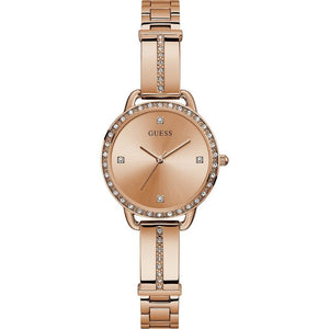 Montre semi-bracelet GUESS pour femme en acier inoxydable couleur or rose 30 mm