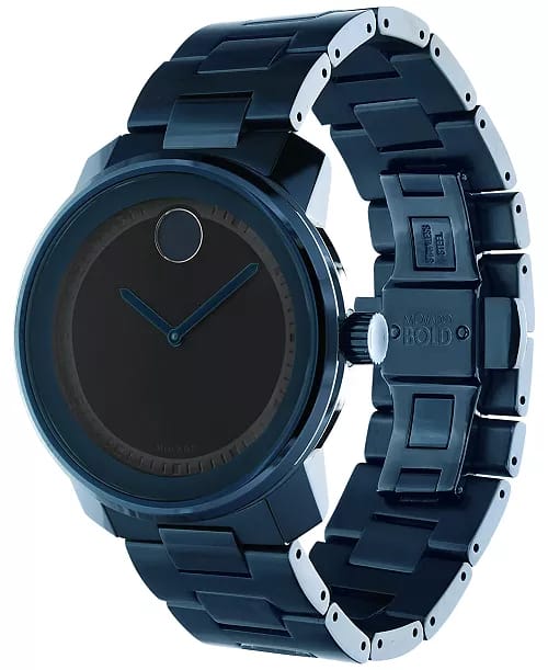 Movado Men's Swiss BOLD Evolution Blue Stainless Steel Bracelet Watch 40mm