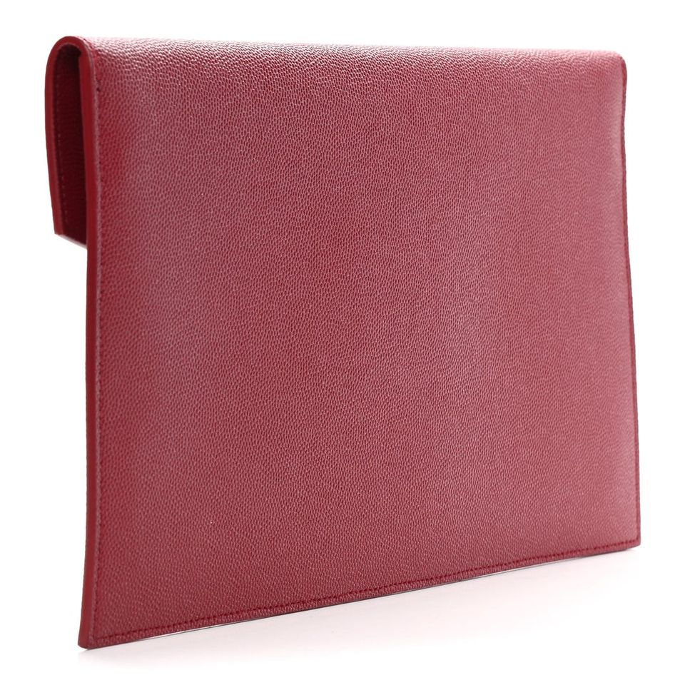 SAINT LAURENT Grain De Poudre Uptown Pouch Red